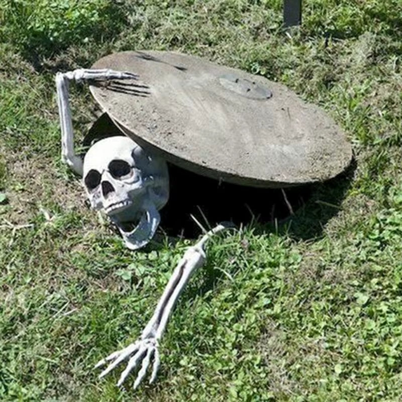 Halloween Decoration Realistic Skeleton Stakes Halloween Realistic Skull Skeleton Head Human Hand Arm for Halloween Party Garden