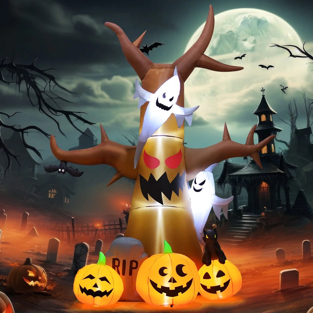 Halloween Inflatable 11.8 FT Inflatable Halloween Tree, Halloween Inflatable Tree Scary Halloween Blow up Tree with LED Lights, Outdoor Halloween Decorations Clearance for Halloween/Holiday