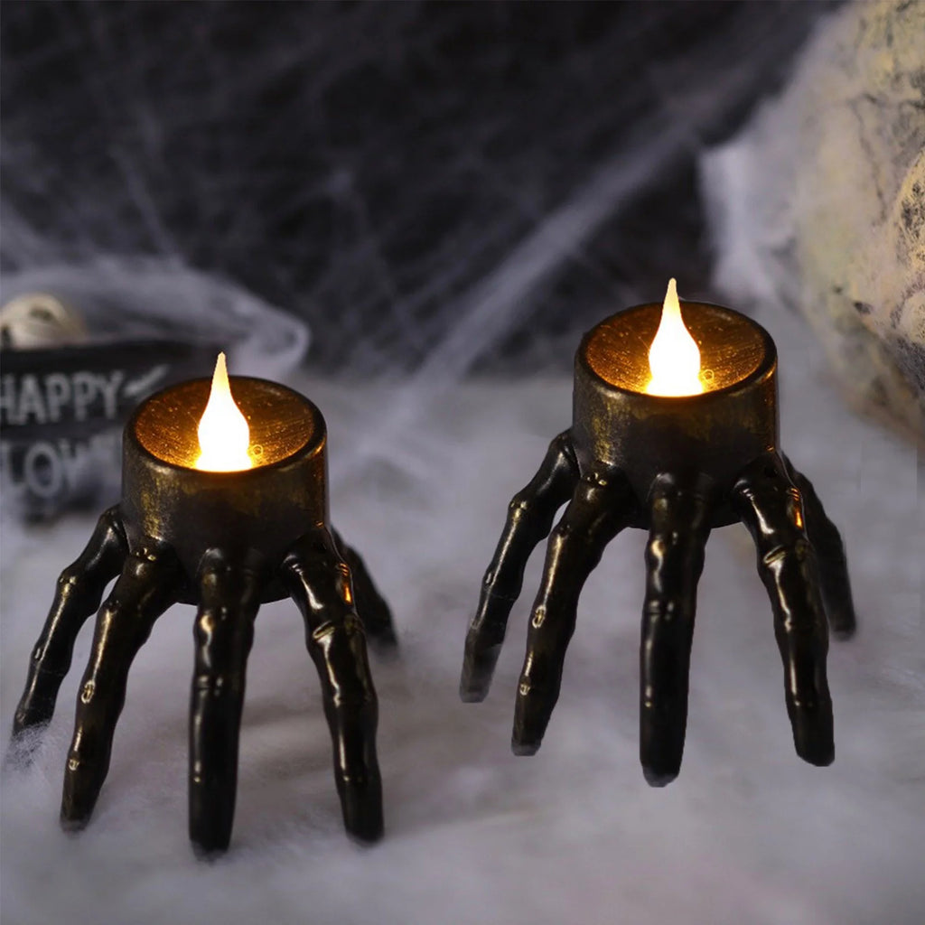 Halloween Skeleton Lights Decorations, Halloween Candles Lamp Decoration Ornament Indoor Outdoor, LED Spooky Skeleton Hand Candle, Flameless Candle for Home outside Yard Lawn Garden Party