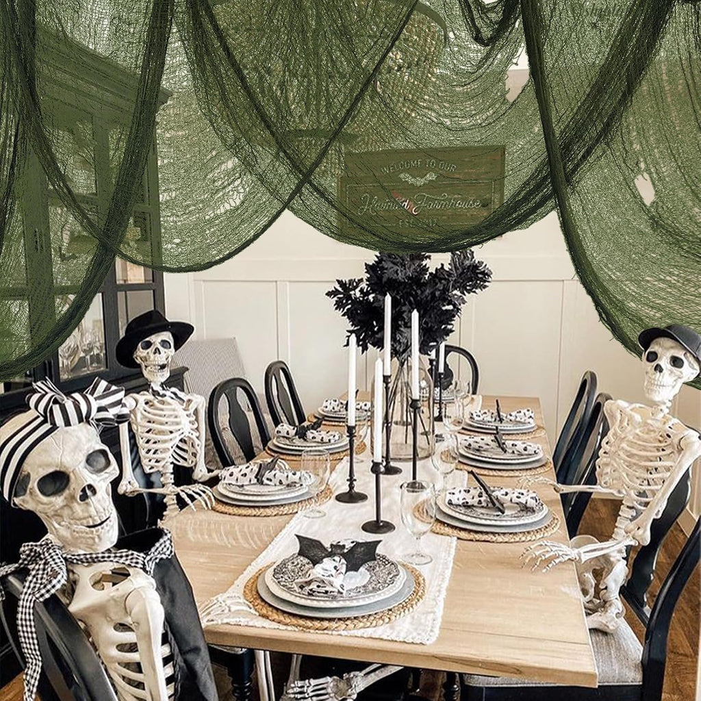 316 X 80 Inch Green Halloween Creepy Cloth - Large Halloween Spooky Cloth Indoor Outdoor Scary Creepy Gauze Haunted House Decoration for Halloween'S Party Supplies