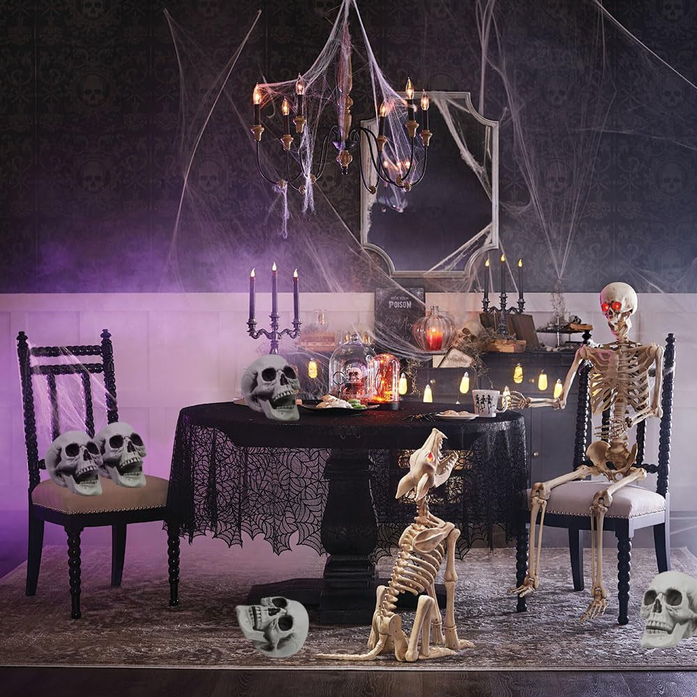 Life Size Skeleton Skull | Halloween Decor Graveyard Outdoor