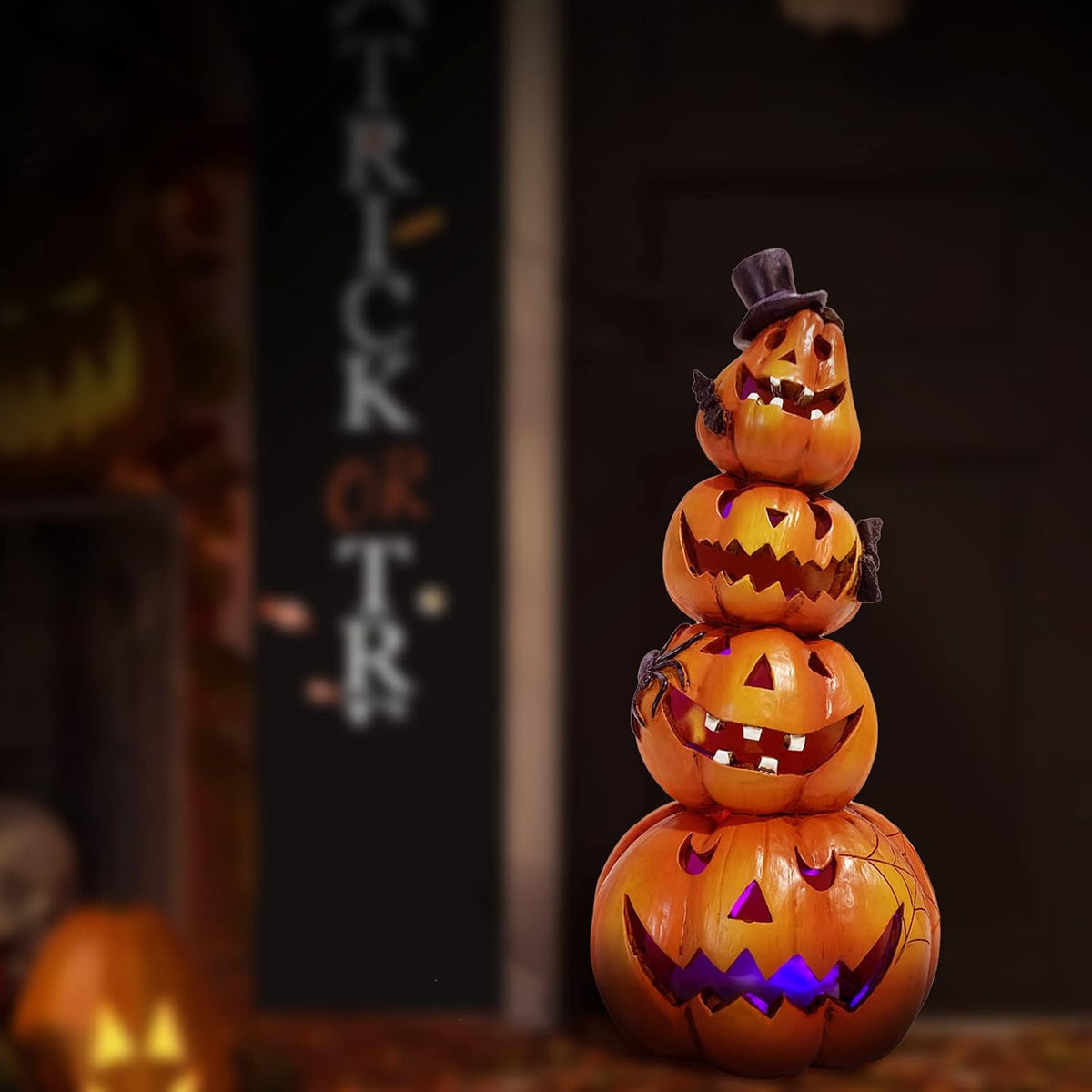 Halloween Pumpkin Decorations Indoor Halloween Decorations Clearance for Table/Halloween/Window/Present Box/Gift/Courtyard Corridor (Orange Stacked Pumpkins)