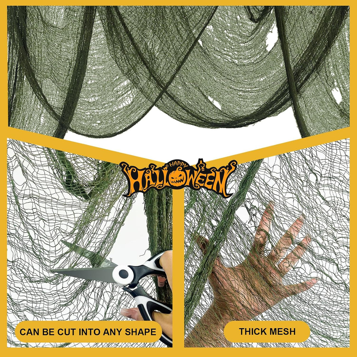 316 X 80 Inch Green Halloween Creepy Cloth - Large Halloween Spooky Cloth Indoor Outdoor Scary Creepy Gauze Haunted House Decoration for Halloween'S Party Supplies