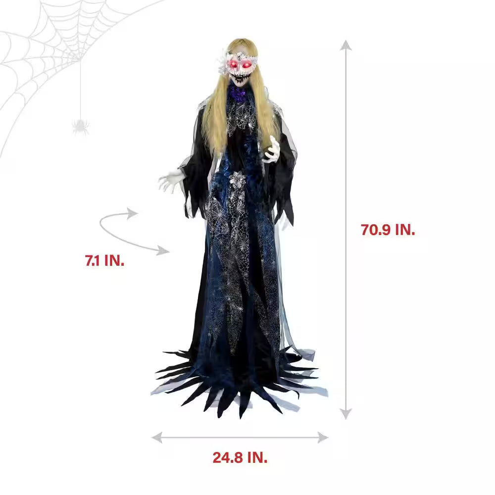 Life-Size 5.9 Ft. Touch-Activated Animatronic Animated Standing Masquerade Lady Halloween Prop
