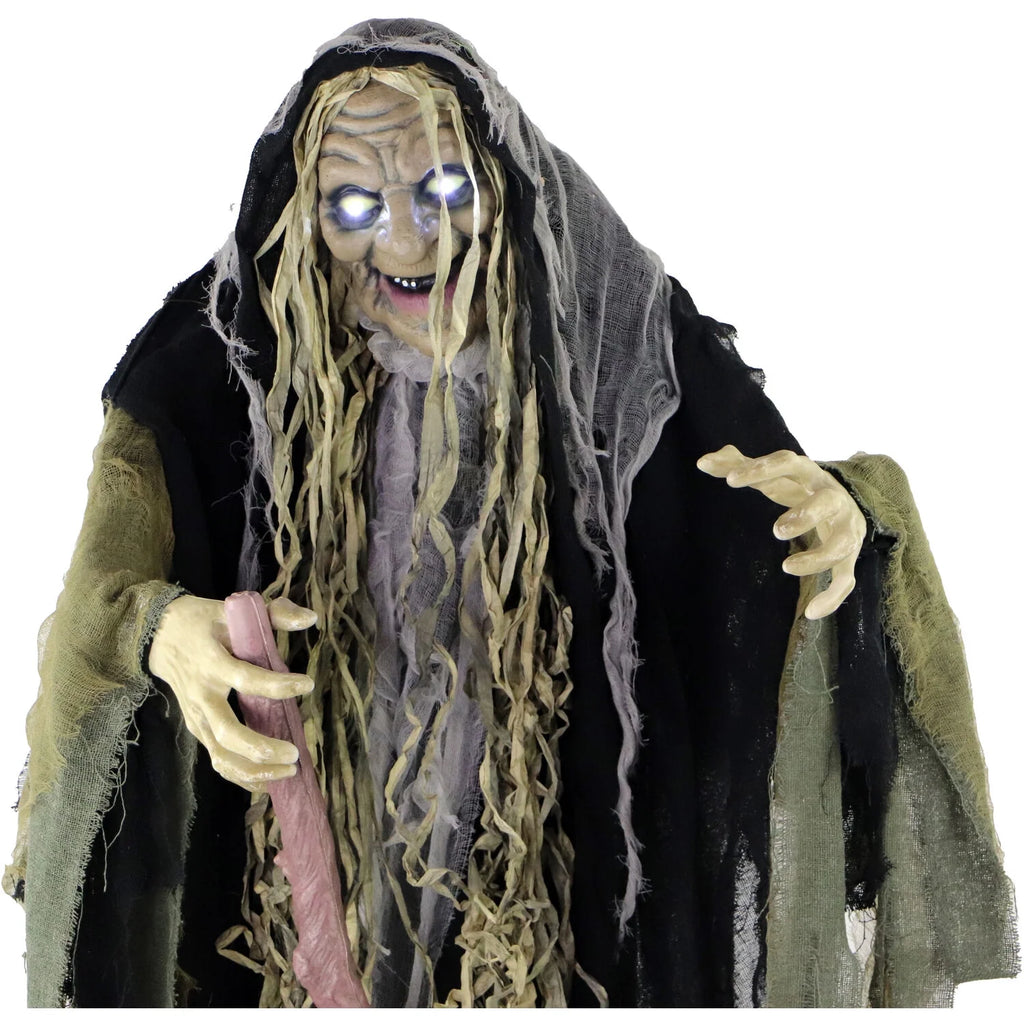 Life Size 5.6 Ft Animatronic Witch, Indoor/Outdoor Halloween Decoration