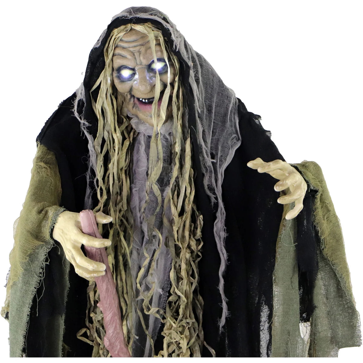 Life Size 5.6 Ft Animatronic Witch, Indoor/Outdoor Halloween Decoration