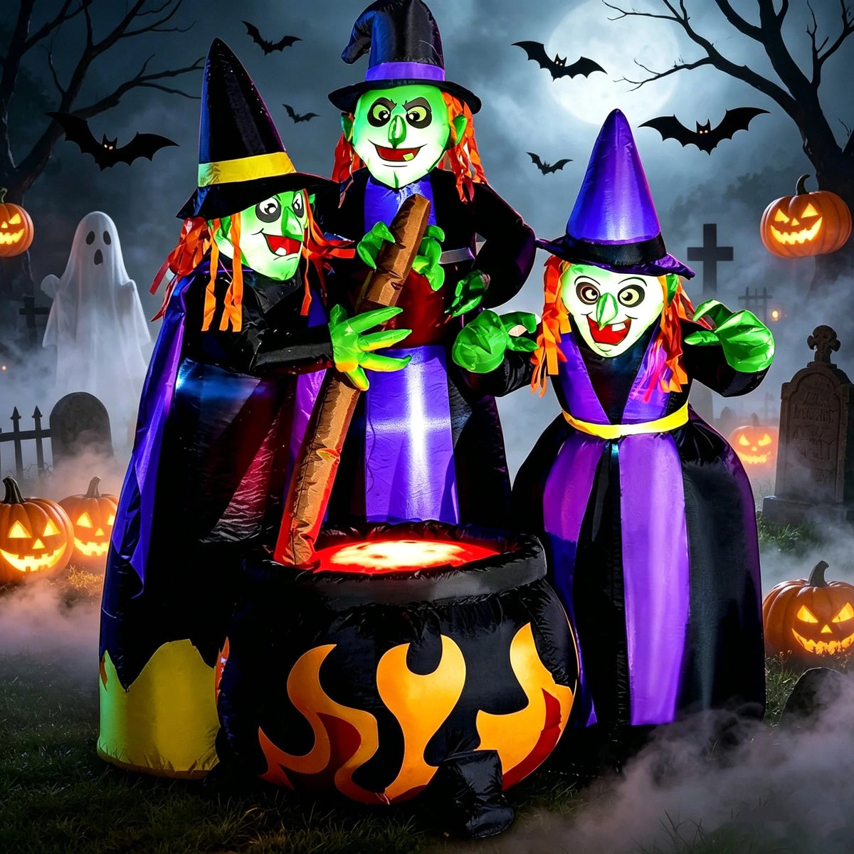 6 Ft Halloween Inflatable Outdoor Witches Cauldron Pot Large Decorations with Flame Light,Halloween Blow Ups for outside Yard Decoration