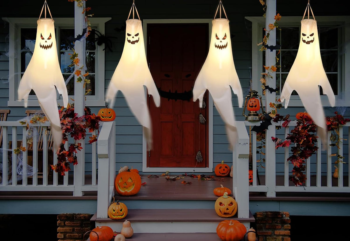 Halloween Ghost Decorations Outdoor: with Timer, 2 Pcs Spooky Hanging Ghost for Tree Porch Garden Yard, Waterproof LED Ghost Halloween Decor
