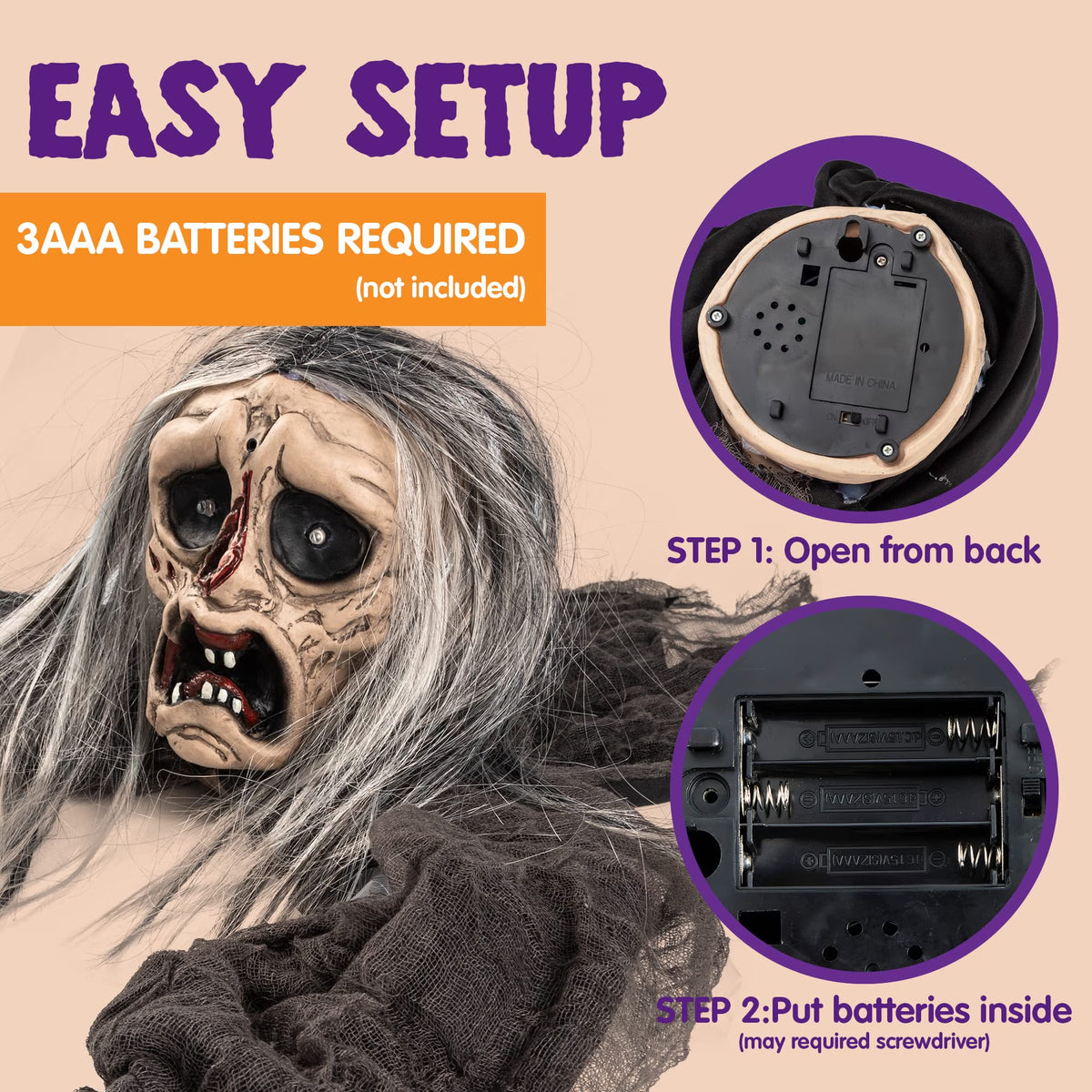 Halloween Groundbreaker Halloween Decorations Zombie with Creepy Sound and Flashing Eyes,Outdoor Scary Halloween Yard Decorations,Haunted House Decorations
