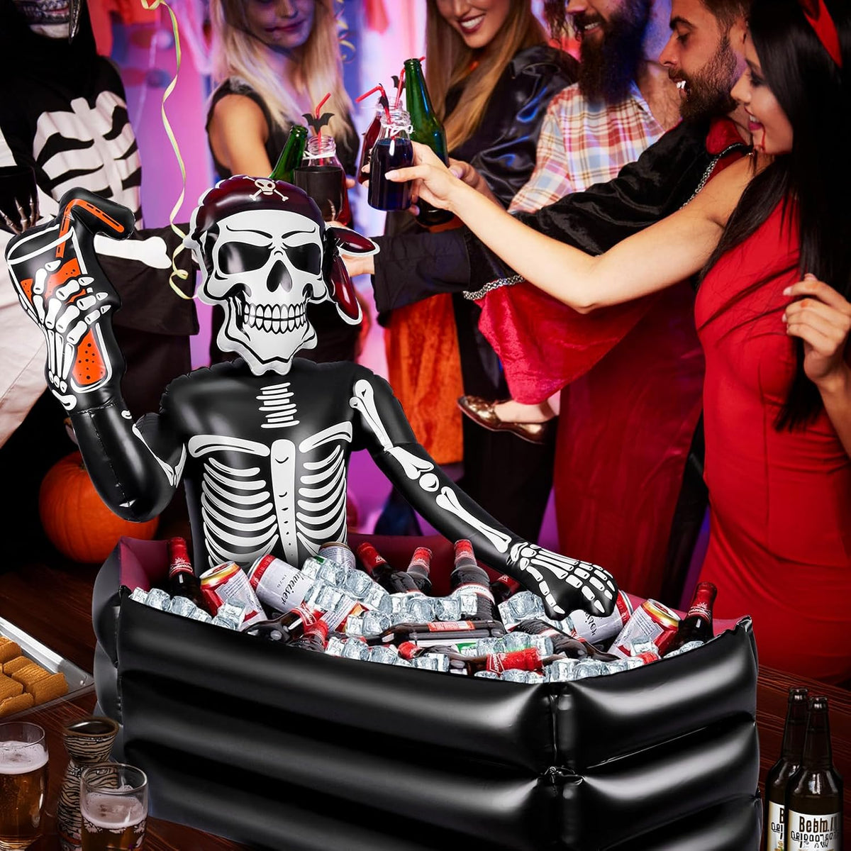 39 Inch Halloween Inflatable Decorations Skeleton Drink Cooler | Halloween Party Supplies for Indoor Outdoor Garden Lawn Yard Decorations