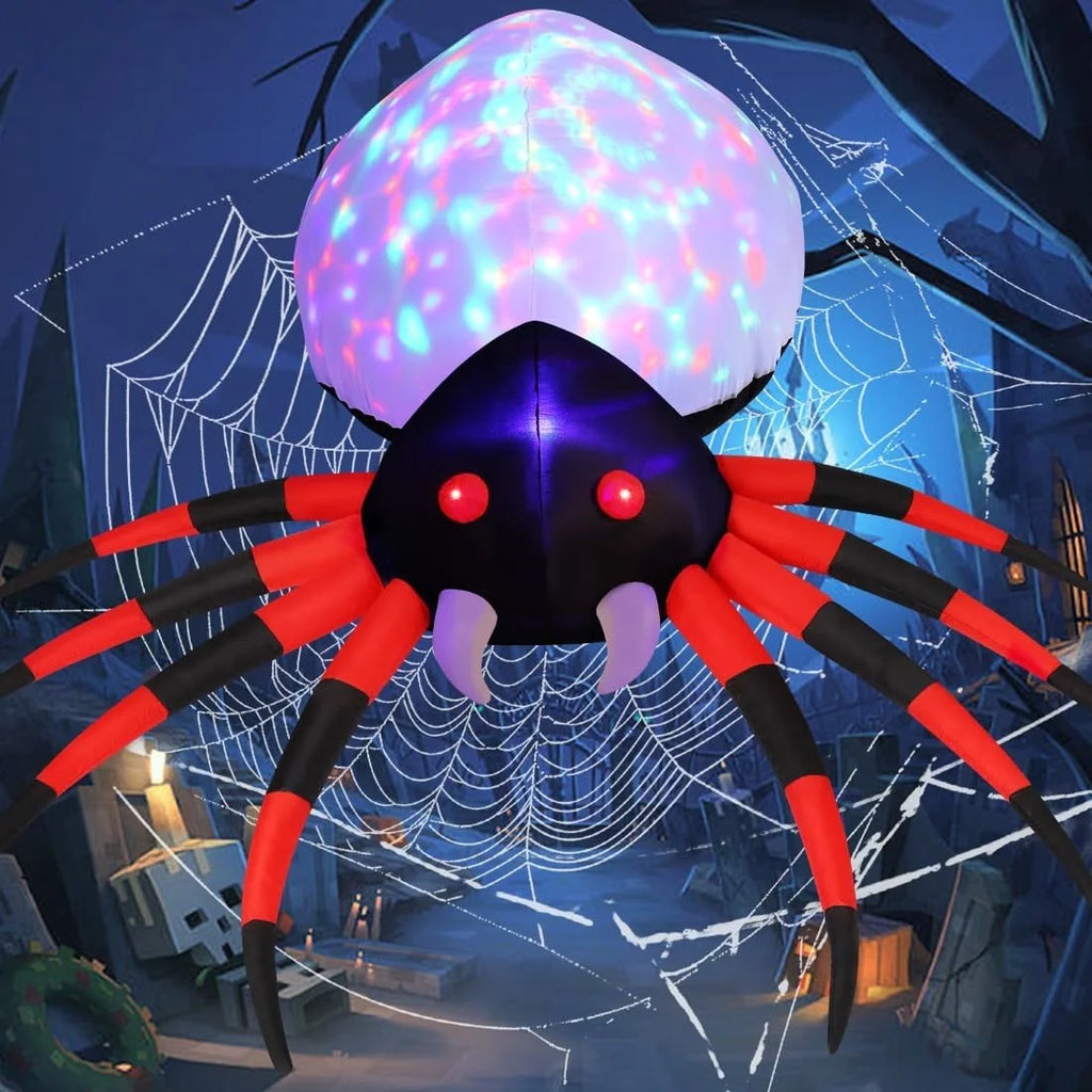 Halloween Inflatable 5 FT Halloween Spider Inflatable, Halloween Blow up Spider Halloween Spider Decoration with LED Lights Built-In, Outdoor Halloween Decorations Clearance for Halloween
