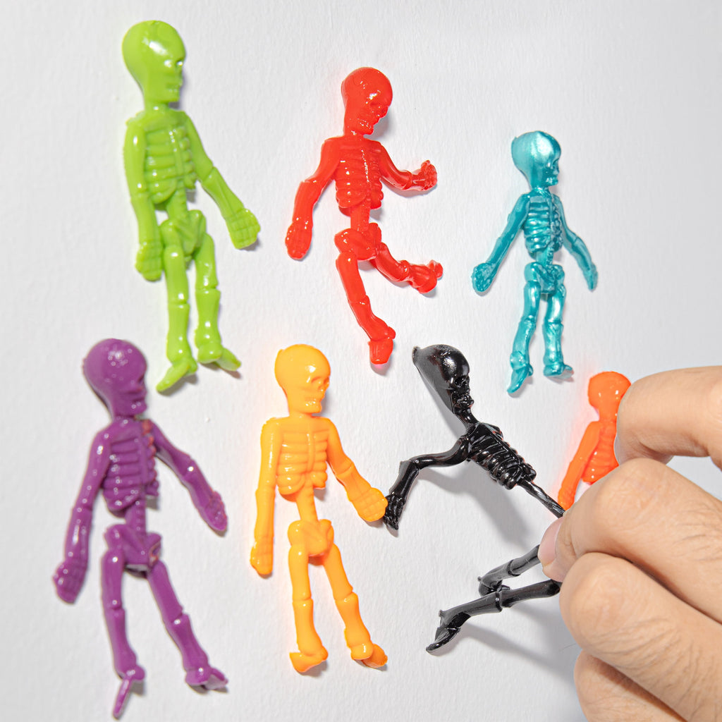 48 PCS Halloween Stretchy Skeletons, Halloween Stress Relief Toys,Stretchy Skull Toys for Halloween Trick or Treat Party Favor, Halloween Goody Bag Fillers