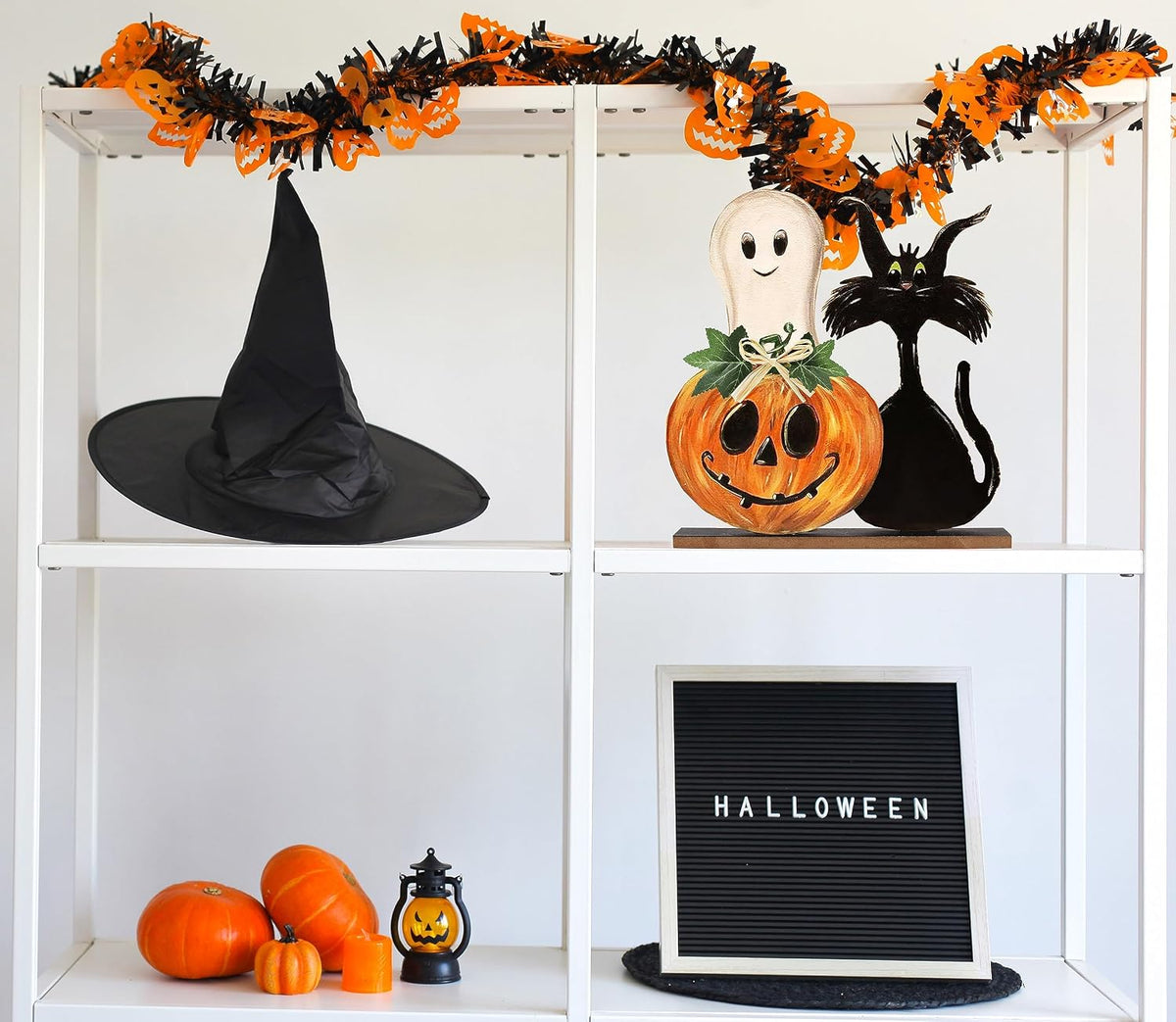 Halloween Decorations Indoor Halloween Wooden Signs Pumpkin Ghost Decor Table Signs Rustic Farmhouse Home Living Room Decor