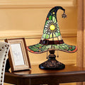 Clearance Witch Hat Lamp Halloween Decorations under 20 Gifts Stained Glass like Gothic Lamp Gothic Home Decor Accent Bedroom Bookshelf Mystical Gifts Glow Dark Figurine Ambiance