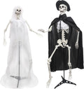 2Pack 5.4Ft Halloween Skeletons Bride and Groom with Stand Life Size Skeletons Full Body Plastic Human Bones for Halloween Decorations