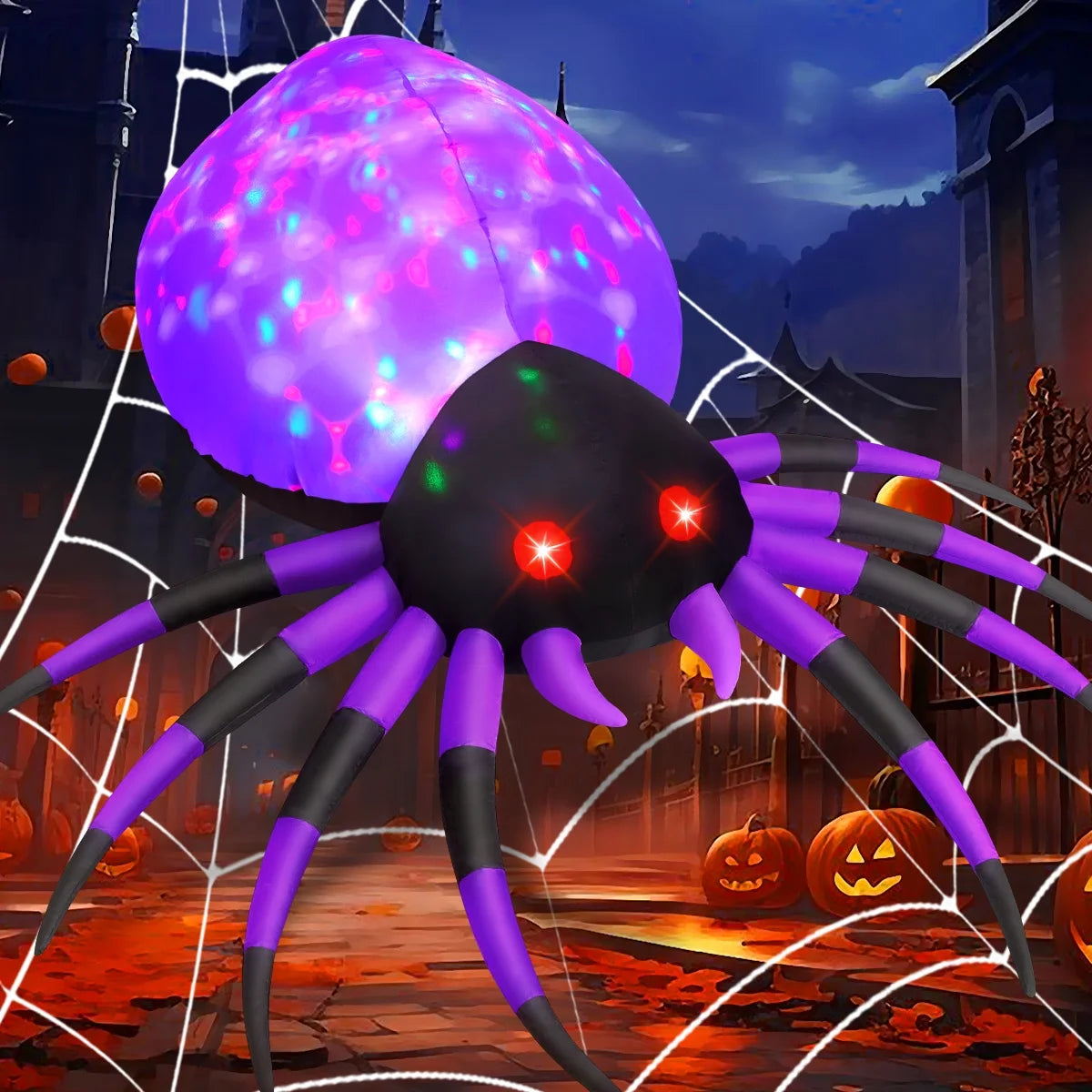 Halloween Inflatable 5 FT Halloween Spider Inflatable, Inflatable Halloween Spider Halloween Blow up Spider with LED Lights, Outdoor Halloween Decorations Clearance for Halloween/Holiday/Party