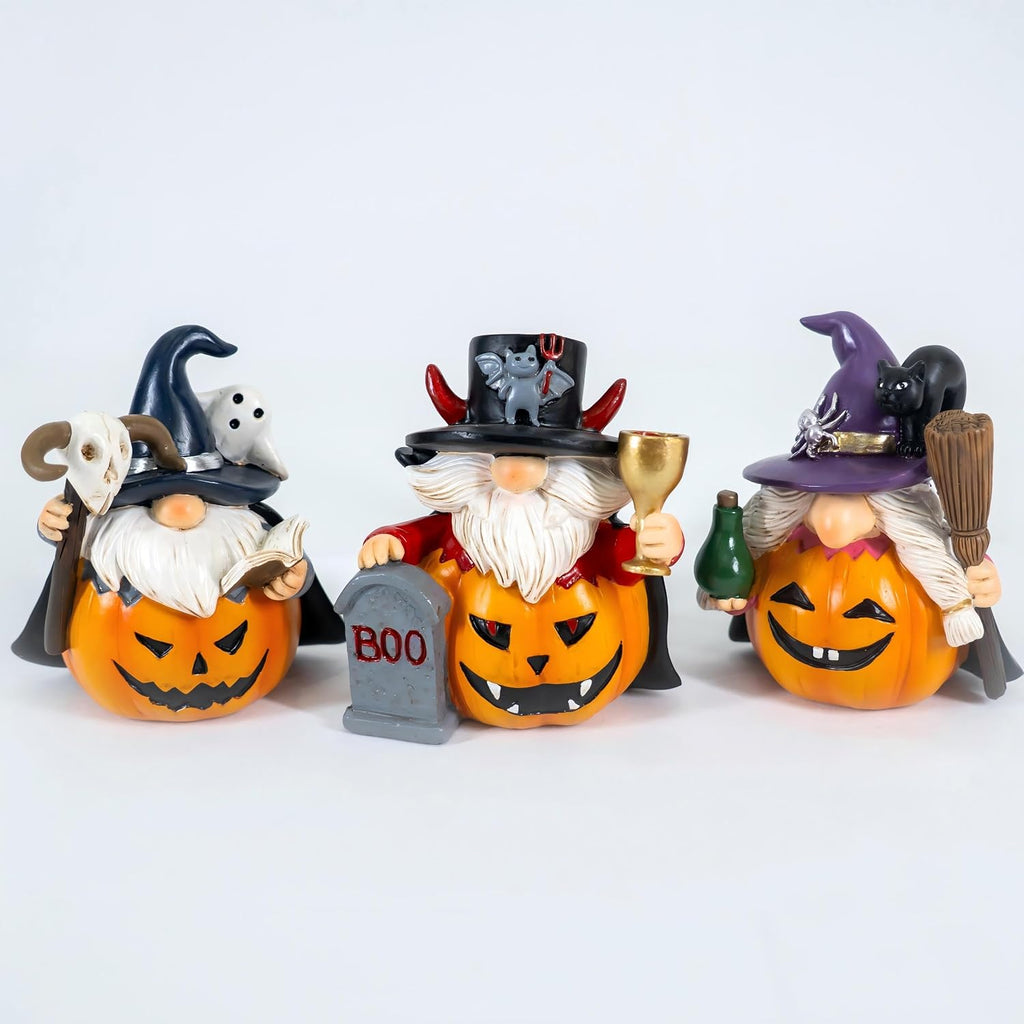 3-Piece Halloween Vampire Wizard Witch Gnomes | Home Decor