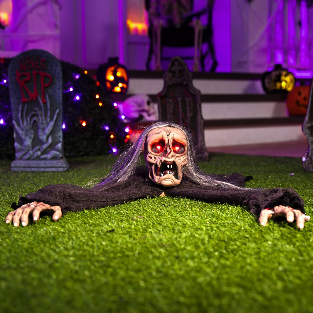 Halloween Groundbreaker Halloween Decorations Zombie with Creepy Sound and Flashing Eyes,Outdoor Scary Halloween Yard Decorations,Haunted House Decorations