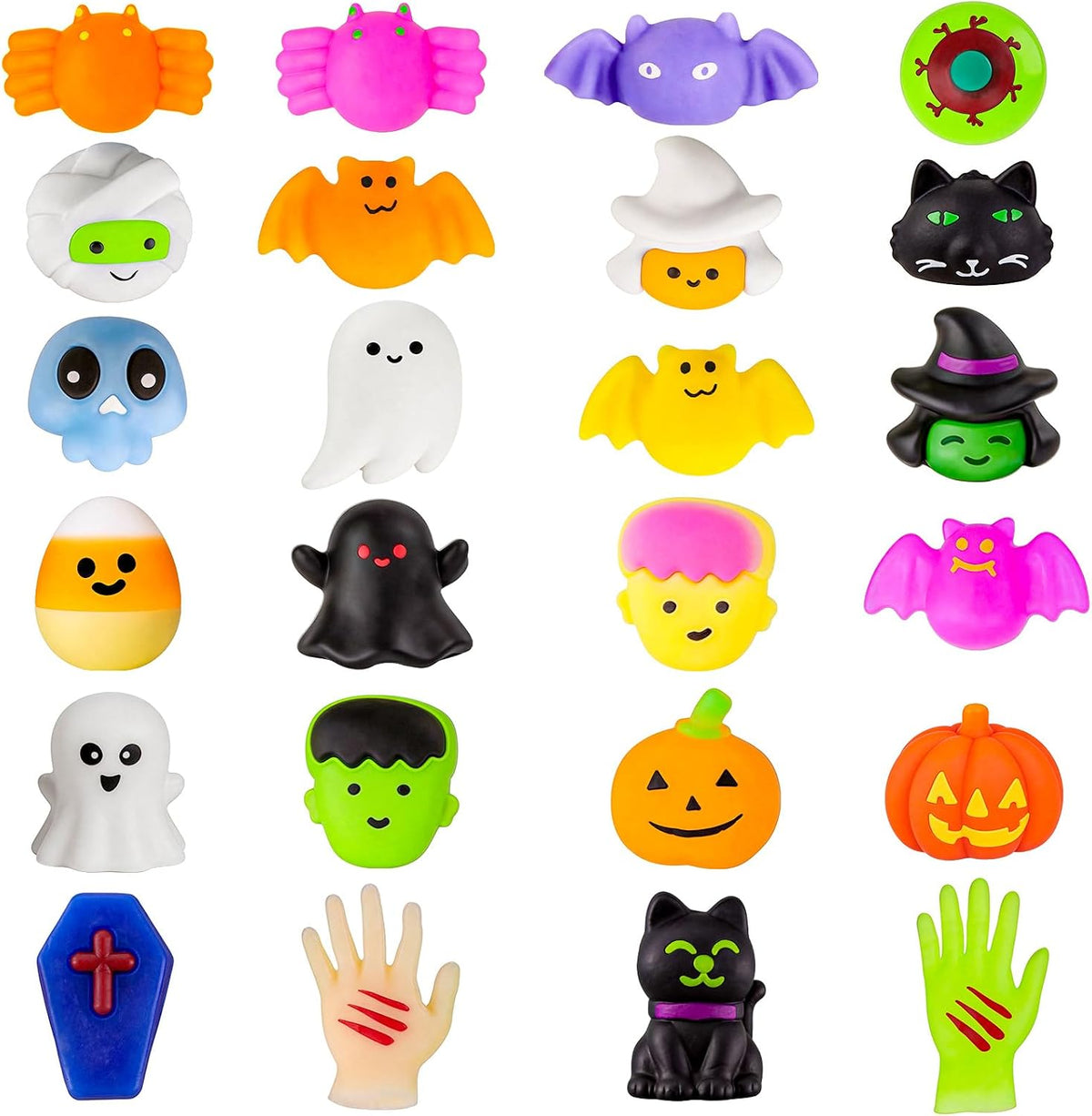 24Pcs Halloween Squishies Toys for Kids Halloween Party Favors Halloween Goodie Bag Fillers Prizes Halloween Decorations Stress Relief Toys for Adults