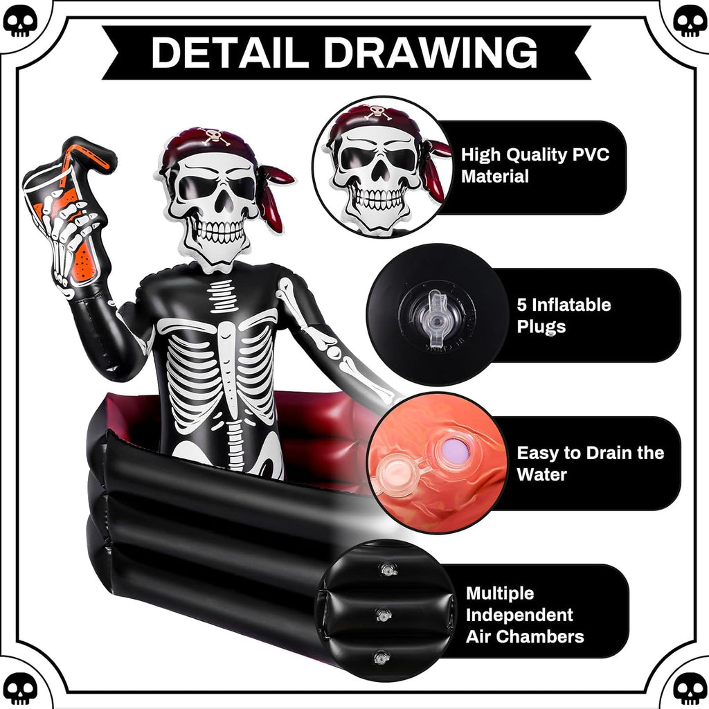 39 Inch Halloween Inflatable Decorations Skeleton Drink Cooler | Halloween Party Supplies for Indoor Outdoor Garden Lawn Yard Decorations
