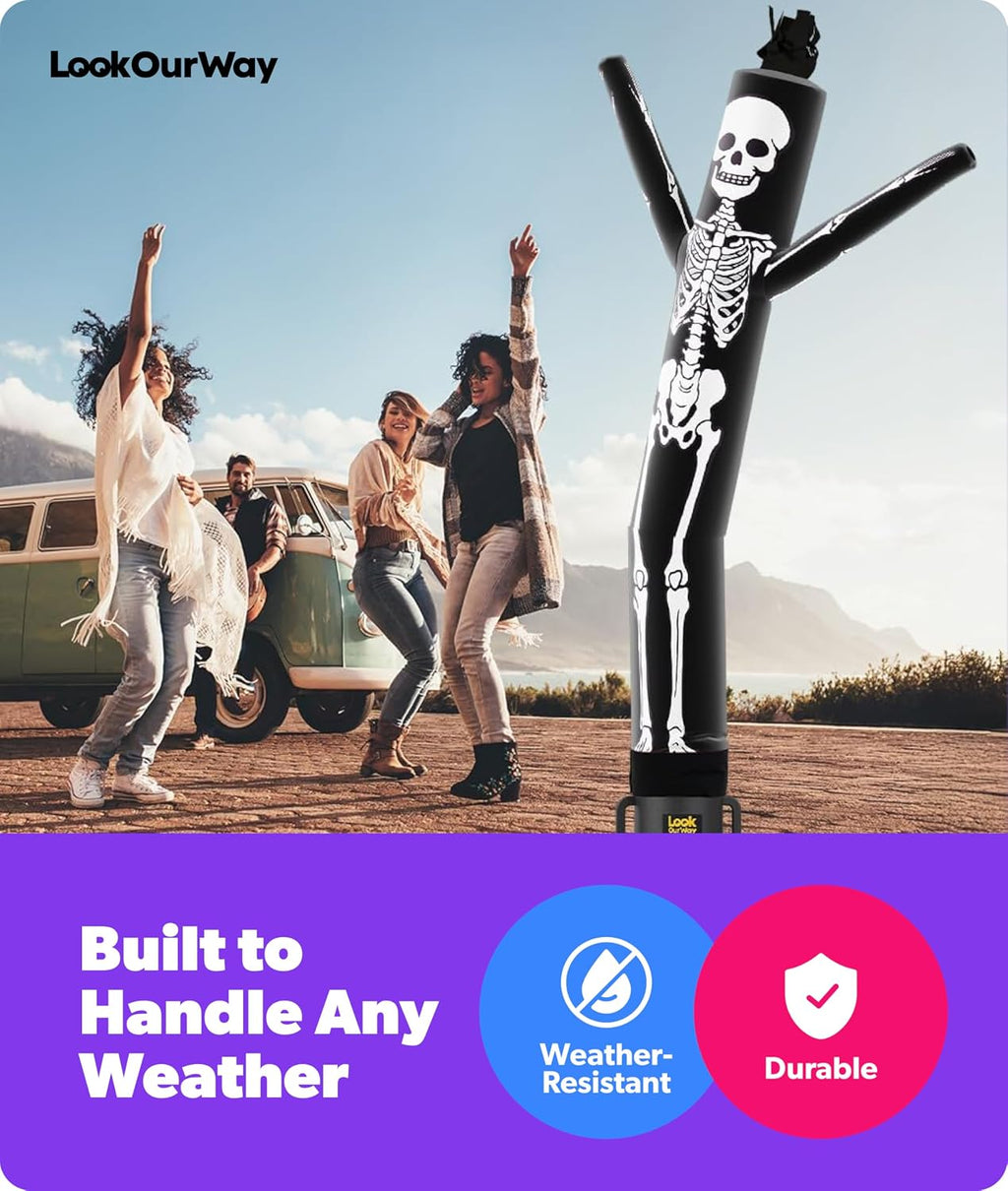 Halloween Air Dancers Inflatable Tube Man Set | 7Ft Skeleton Wacky Waving Inflatable with 12-Inch Blower | Outdoor Halloween Decorations & Halloween Blow Ups for Business or Yard Display