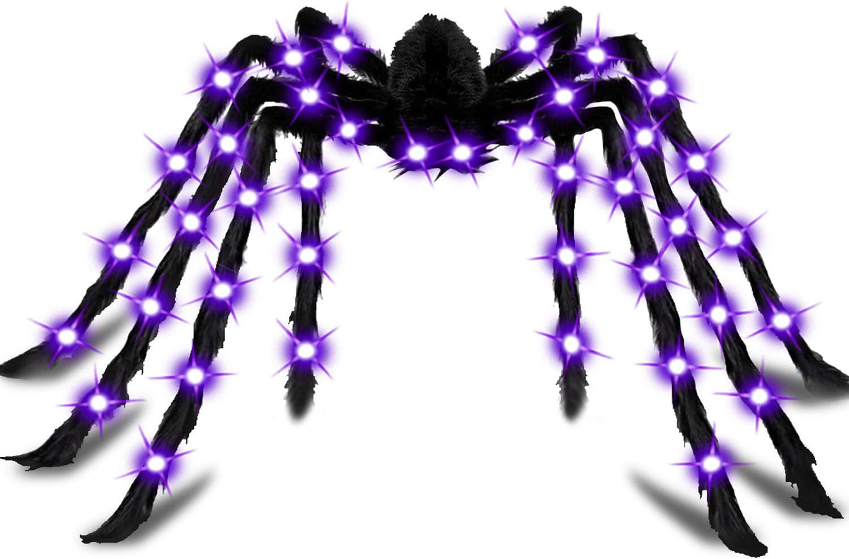 78" Jumbo Halloween Light up Spider Scary Giant Spider for Indoor Outdoor Halloween Spider Decorations Party Favor Yard Home House Décor Multicolor