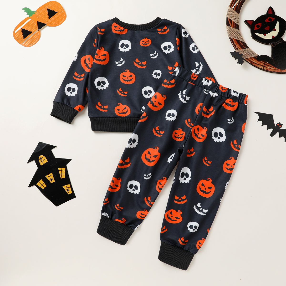 Baby Halloween Pumpkin Clothes Outfits Toddler Boy Girl Long Sleeve Sweatshirt Tops Pants Set for 4-5T