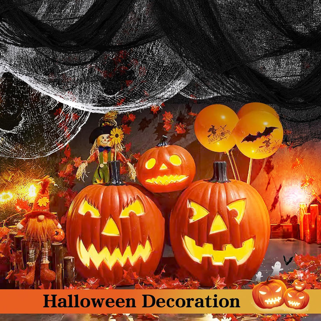 Creepy Cloth 6Pcs 30×72Inch Black Spooky Scary Gauze Decor Halloween Decorations for Party Indoor Outdoor (4Black + 2White)