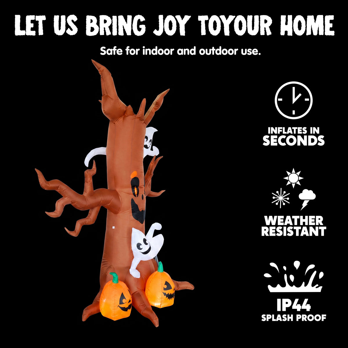 8 Ft Halloween Inflatable Spooky Tree with Ghost,Pumpkin & Tombstone,Blow up Decor with Built-In LED Lights for Outdoor,Yard,Garden and Lawn