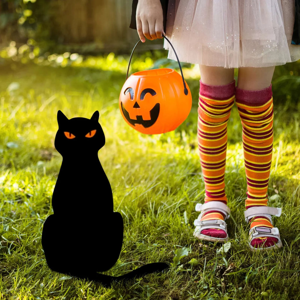 Halloween Black Cat Yard Signs with Stake Cute Cat Halloween Decor Yard Stake Metal Halloween Outdoor Decorations Clearance