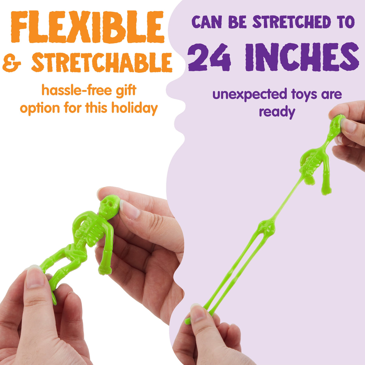 48 PCS Halloween Stretchy Skeletons, Halloween Stress Relief Toys,Stretchy Skull Toys for Halloween Trick or Treat Party Favor, Halloween Goody Bag Fillers