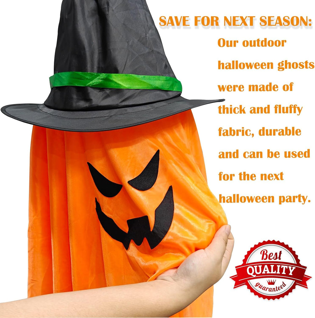 Halloween Decoration 2 Pcs Large Halloween Lighted Glowing Ghost Witch Hats, Hanging Ghost Ornaments for Indoor Outdoor Home, Garden, Tree, Yard Party Decor
