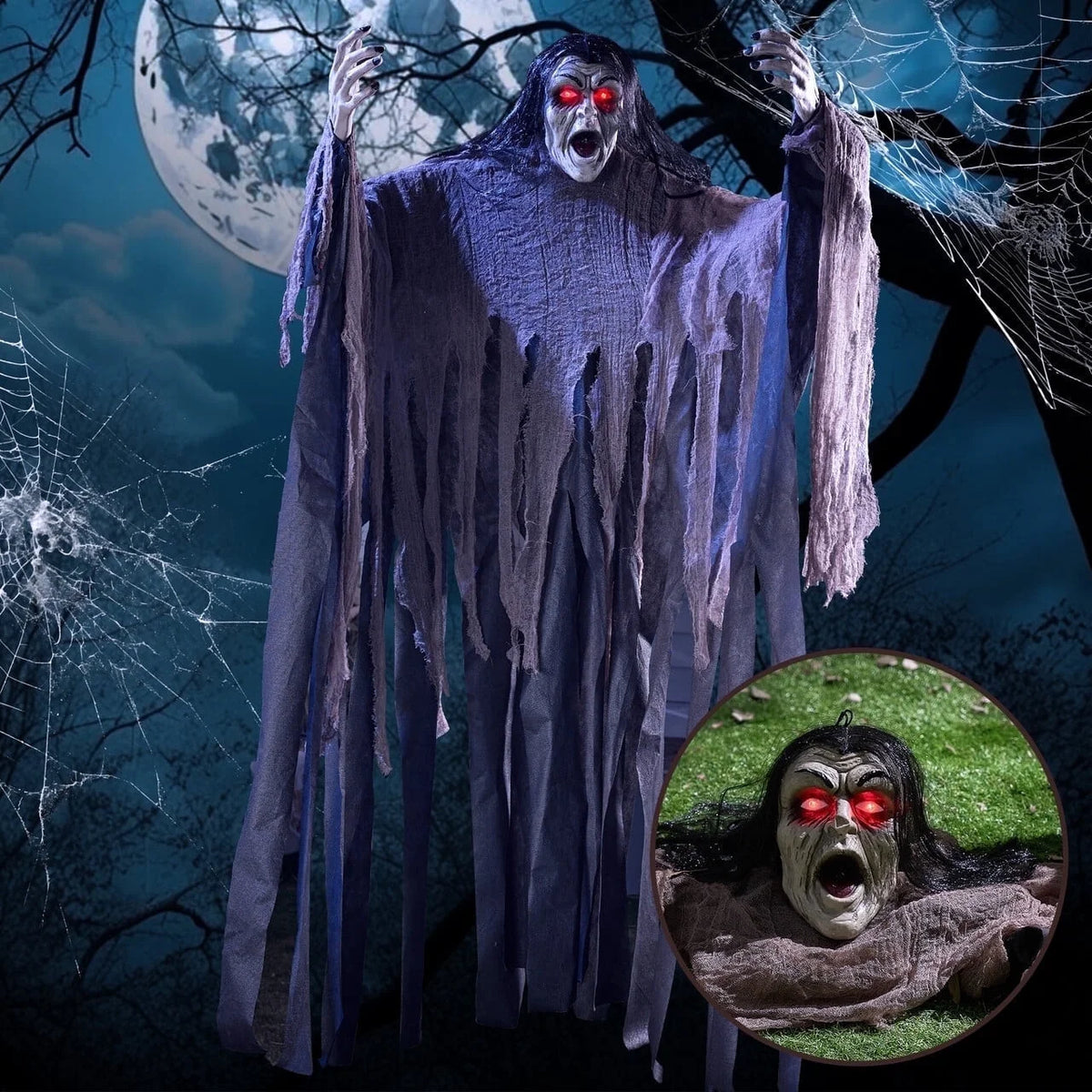 Halloween Decorations Outdoor Groundbreaker Creepy Life Size Light up Climbing Zombie Groundbreaker with Sound,Motion Activated Halloween Decorations Haunted House Decorations