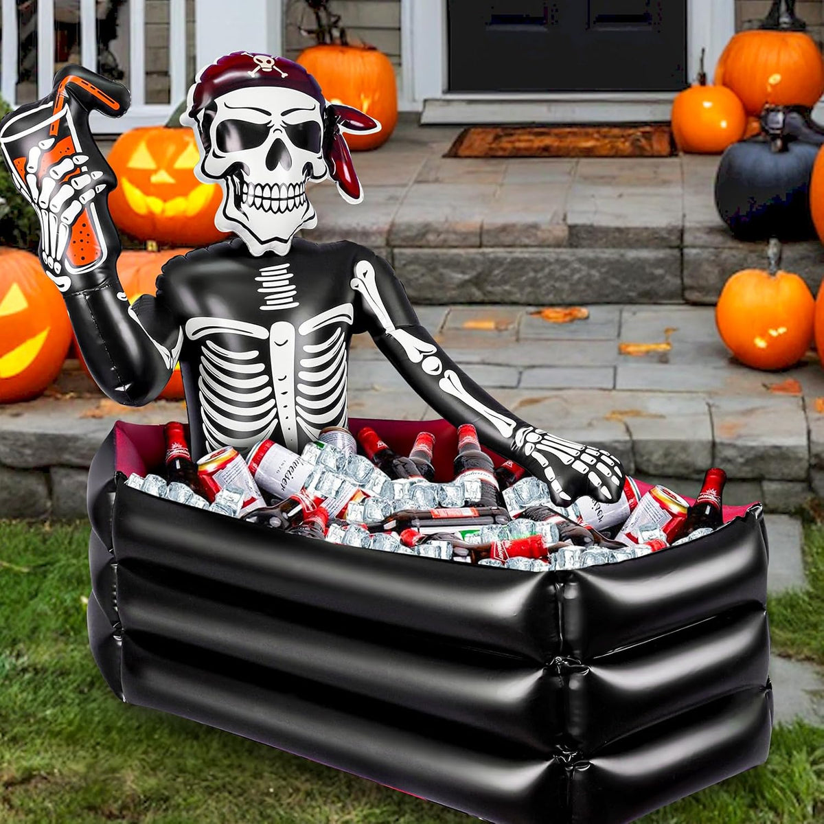 39 Inch Halloween Inflatable Decorations Skeleton Drink Cooler | Halloween Party Supplies for Indoor Outdoor Garden Lawn Yard Decorations