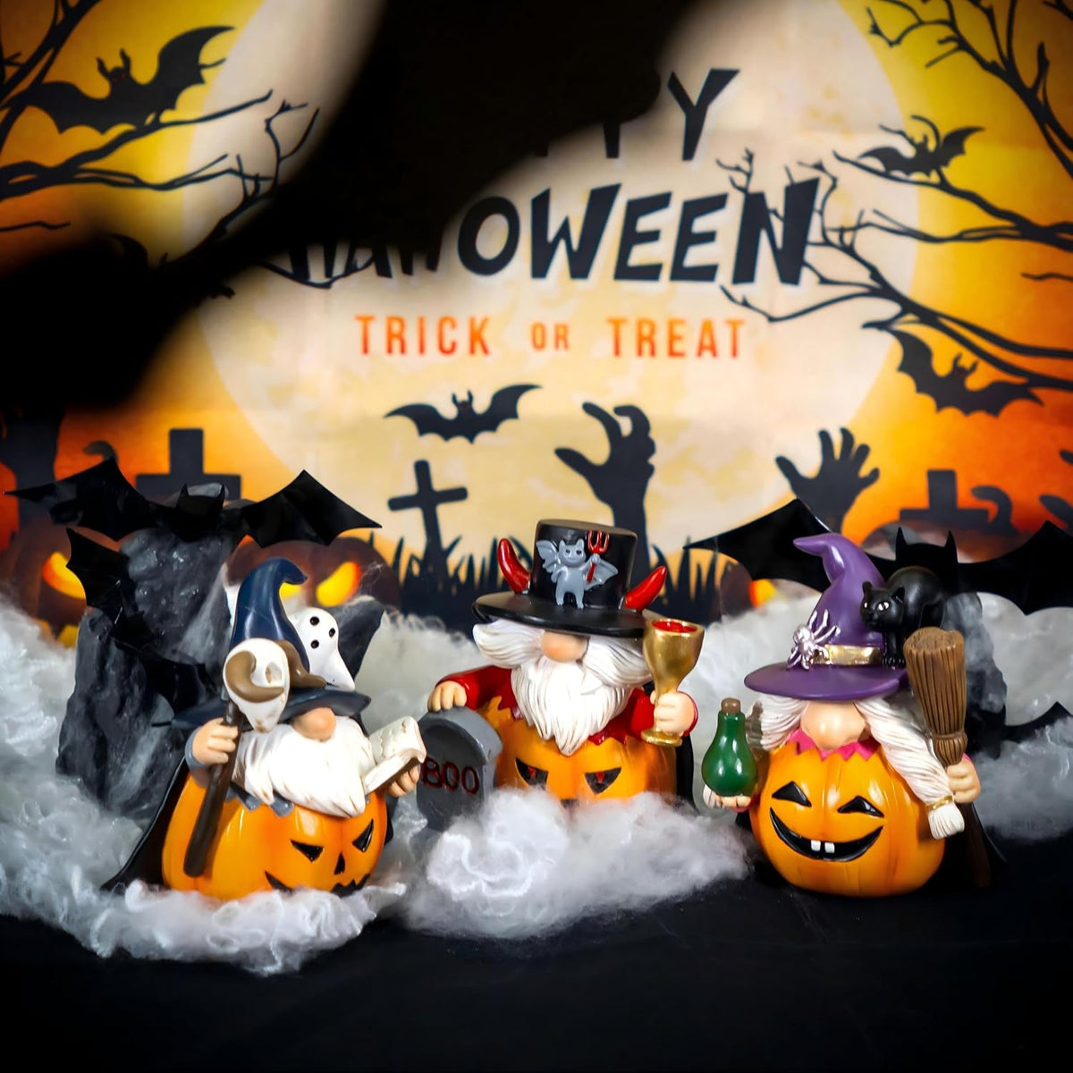 3-Piece Halloween Vampire Wizard Witch Gnomes | Home Decor