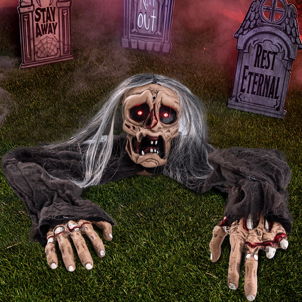 Halloween Groundbreaker Halloween Decorations Zombie with Creepy Sound and Flashing Eyes,Outdoor Scary Halloween Yard Decorations,Haunted House Decorations