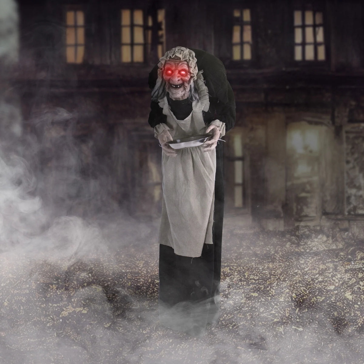 5 Ft Life-Size Animatronic Indoor/Covered Outdoor Zombie Maid Halloween Decoration, HHLADY-4FLSA