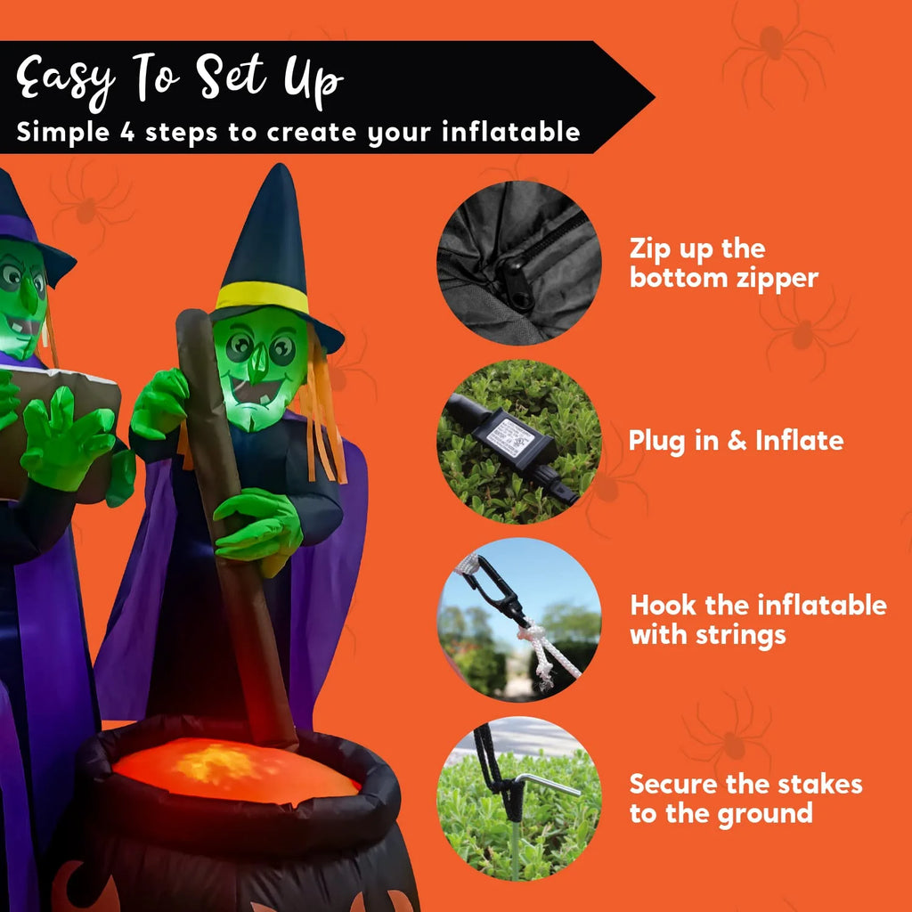 6 Ft Halloween Inflatable Outdoor Witches Cauldron Pot Large Decorations with Flame Light,Halloween Blow Ups for outside Yard Decoration