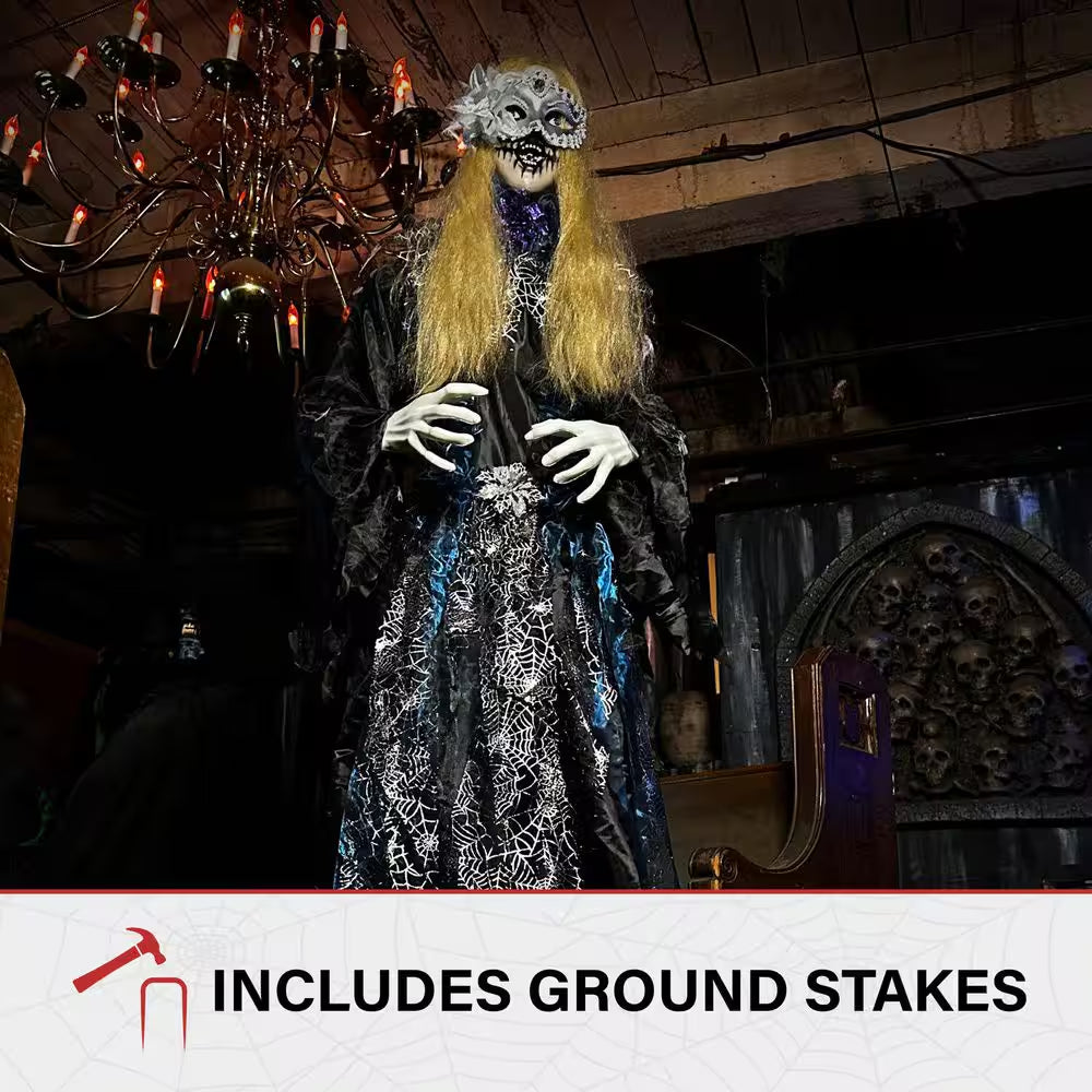Life-Size 5.9 Ft. Touch-Activated Animatronic Animated Standing Masquerade Lady Halloween Prop