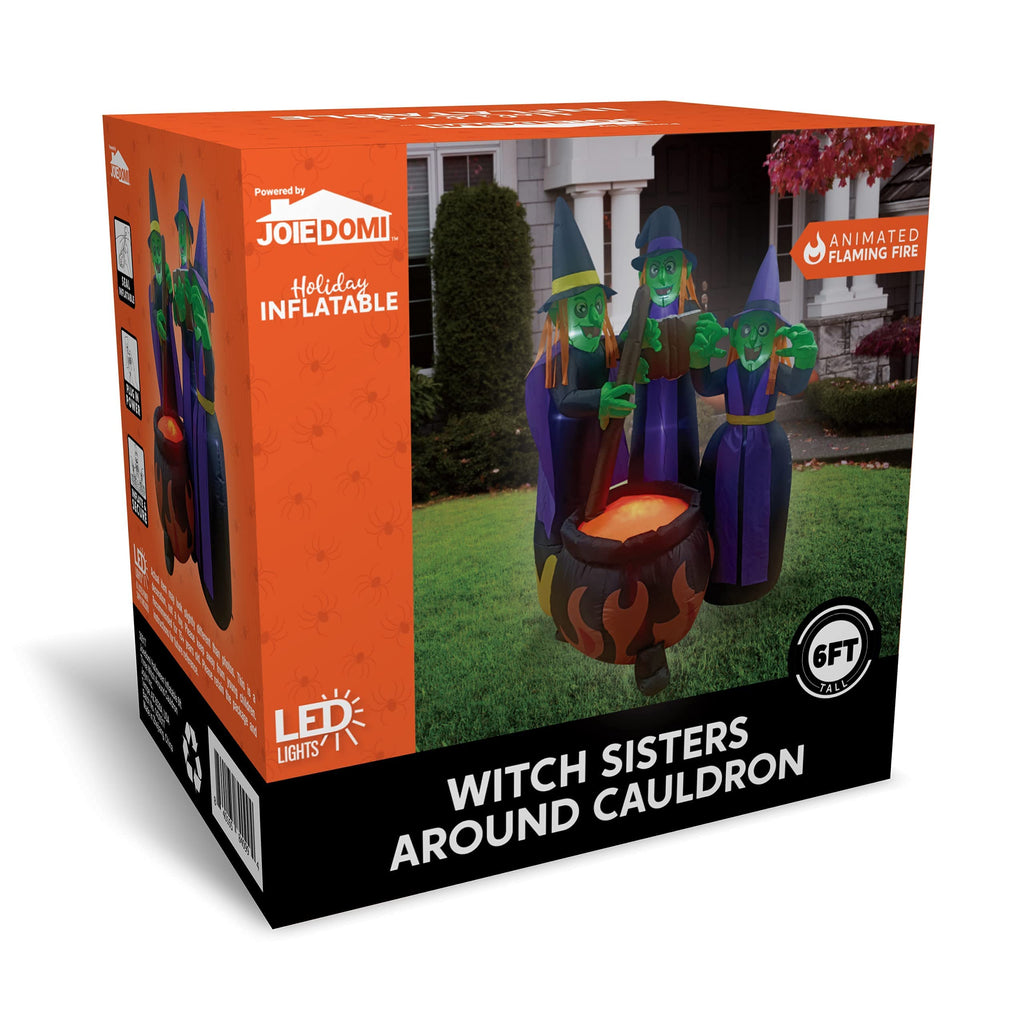 6 Ft Halloween Inflatable Outdoor Witches Cauldron Pot Large Decorations with Flame Light,Halloween Blow Ups for outside Yard Decoration