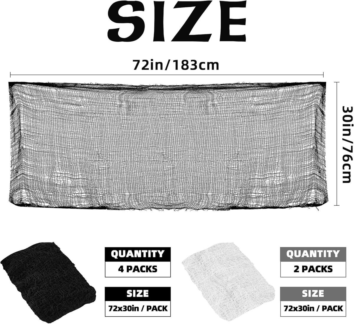 Creepy Cloth 6Pcs 30×72Inch Black Spooky Scary Gauze Decor Halloween Decorations for Party Indoor Outdoor (4Black + 2White)