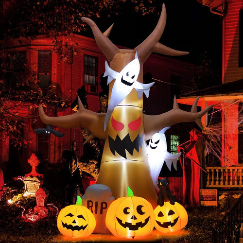 Halloween Inflatable 11.8 FT Inflatable Halloween Tree, Halloween Inflatable Tree Scary Halloween Blow up Tree with LED Lights, Outdoor Halloween Decorations Clearance for Halloween/Holiday