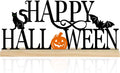 Metal Happy Halloween Sign, Black Halloween Decorations for Home, Office, Shelf, Mantel, Indoor, Jack-O-Lantern Decoration, Spooky Cat Bat Decor (Halloween)