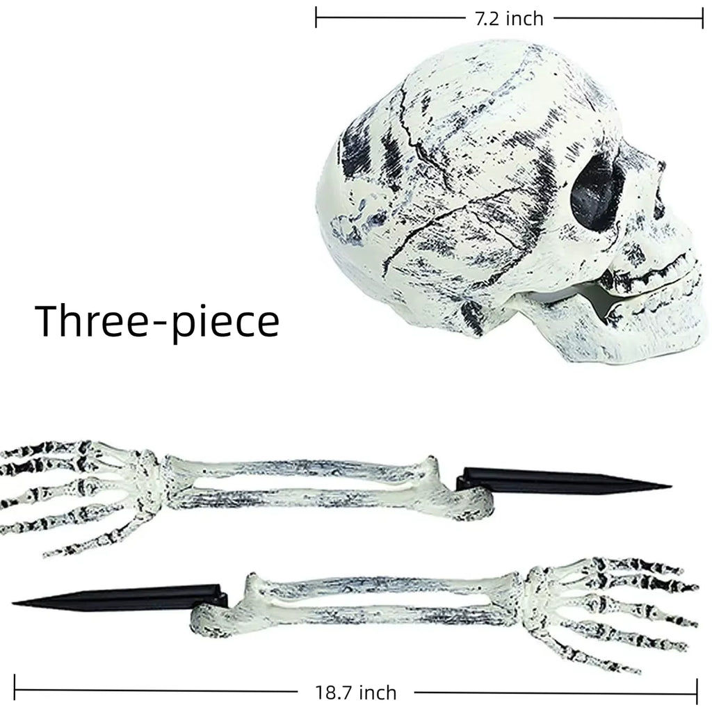 Halloween Decoration Realistic Skeleton Stakes Halloween Realistic Skull Skeleton Head Human Hand Arm for Halloween Party Garden