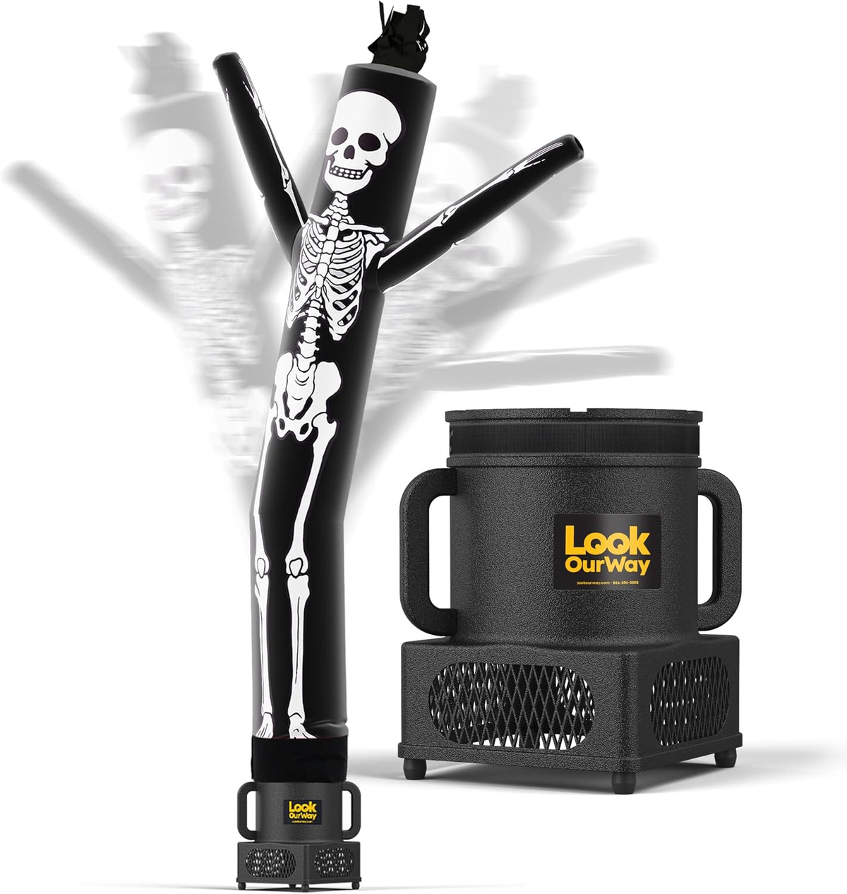 Halloween Air Dancers Inflatable Tube Man Set | 7Ft Skeleton Wacky Waving Inflatable with 12-Inch Blower | Outdoor Halloween Decorations & Halloween Blow Ups for Business or Yard Display