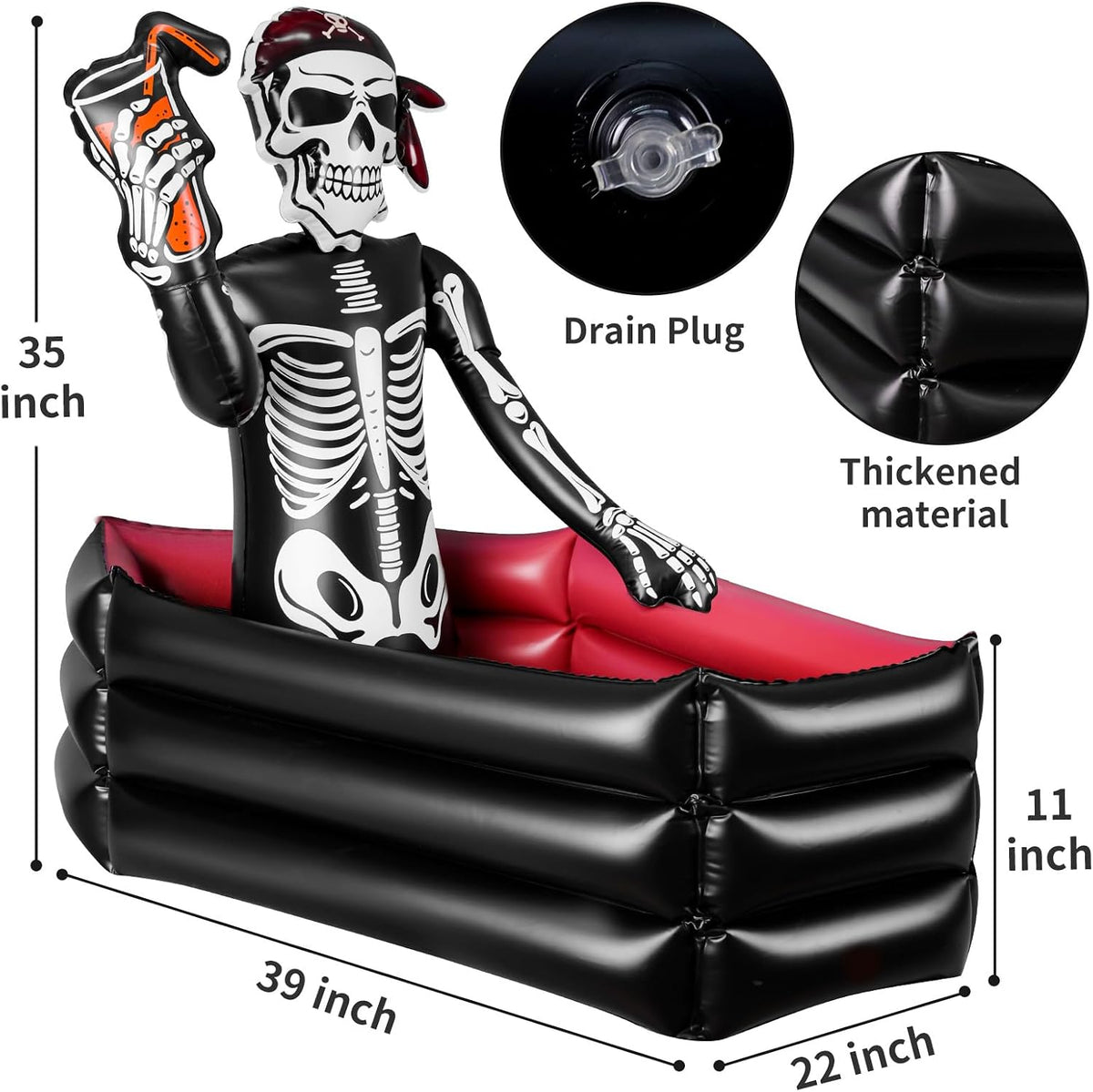39 Inch Halloween Inflatable Decorations Skeleton Drink Cooler | Halloween Party Supplies for Indoor Outdoor Garden Lawn Yard Decorations