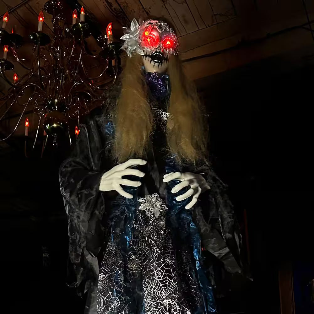 Life-Size 5.9 Ft. Touch-Activated Animatronic Animated Standing Masquerade Lady Halloween Prop