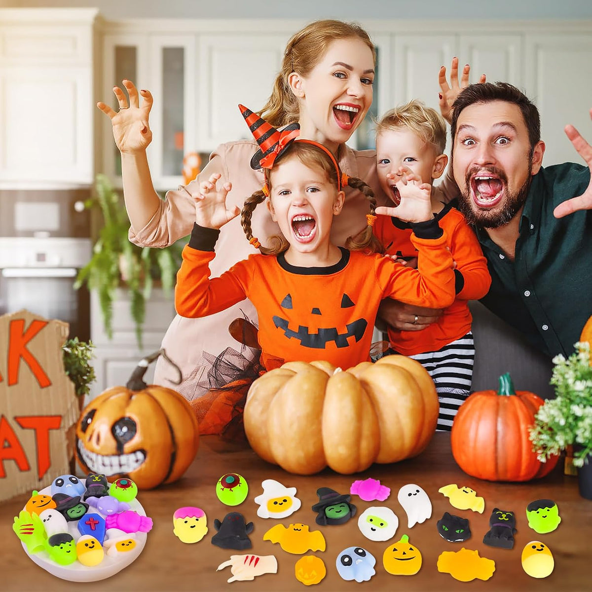 24Pcs Halloween Squishies Toys for Kids Halloween Party Favors Halloween Goodie Bag Fillers Prizes Halloween Decorations Stress Relief Toys for Adults