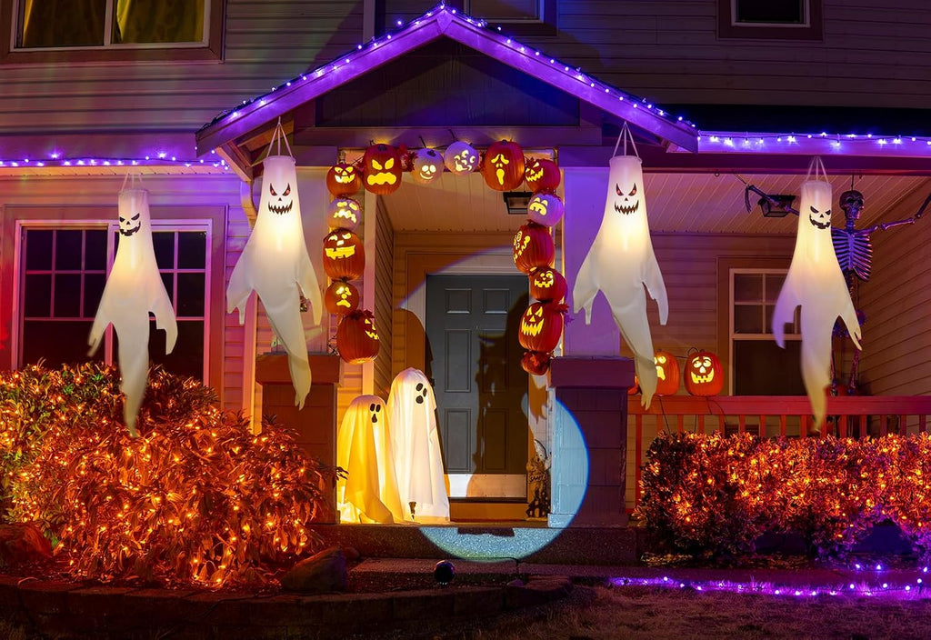 Halloween Ghost Decorations Outdoor: with Timer, 2 Pcs Spooky Hanging Ghost for Tree Porch Garden Yard, Waterproof LED Ghost Halloween Decor