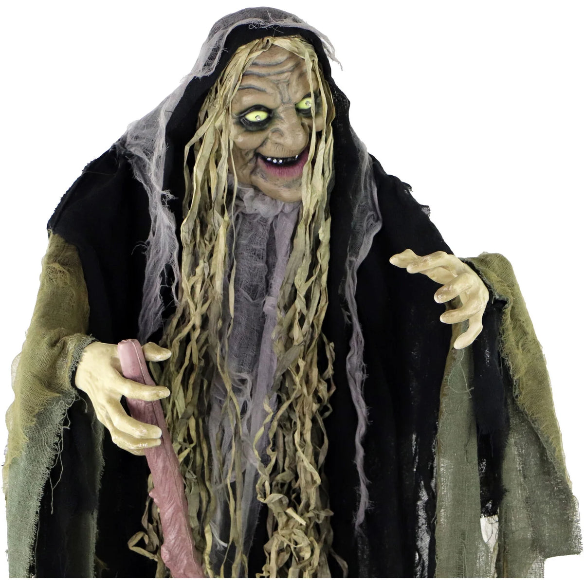 Life Size 5.6 Ft Animatronic Witch, Indoor/Outdoor Halloween Decoration